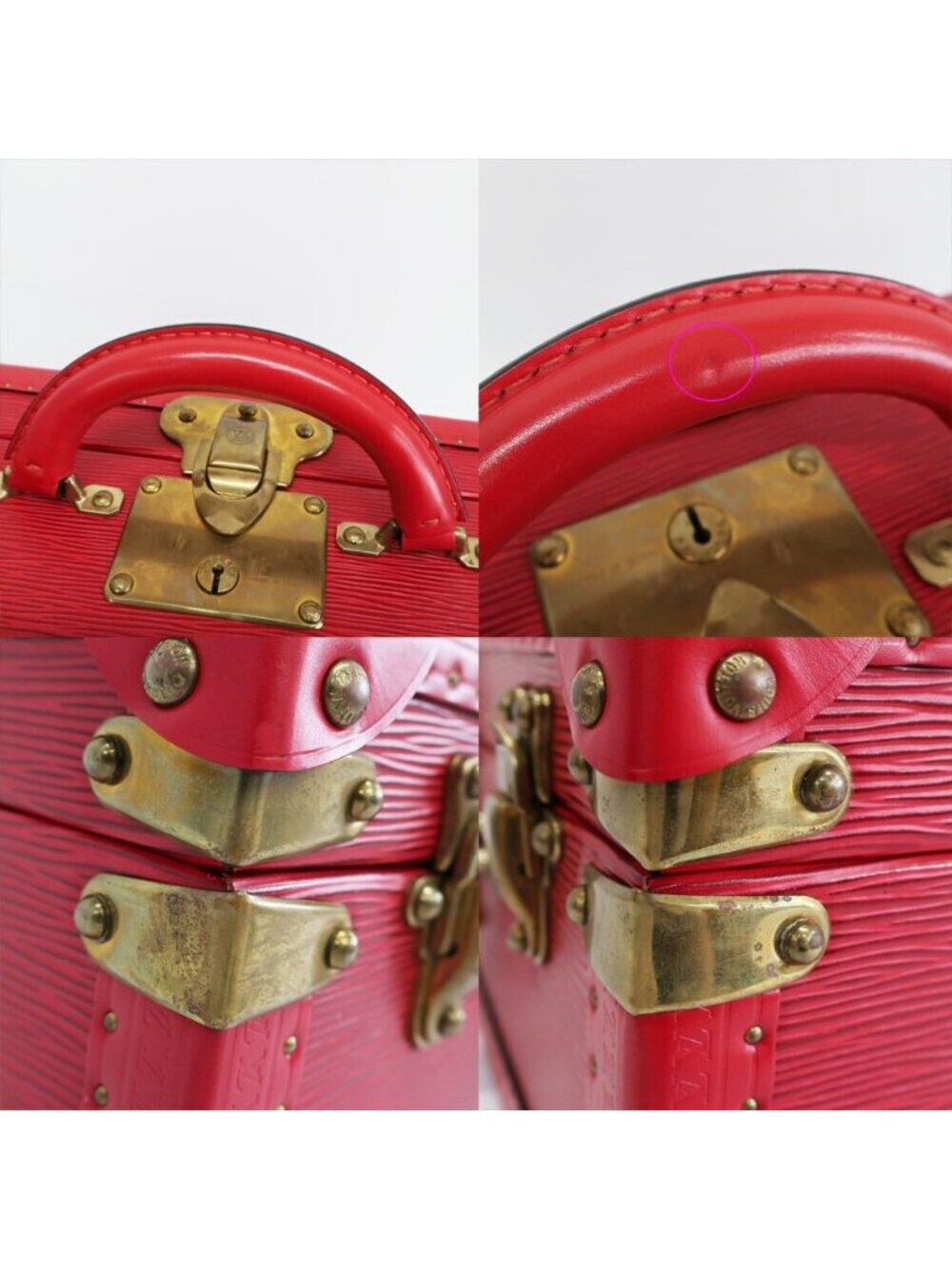 Louis Vuitton Ten Coteville 40 Trunk Case Epi Leather Red Gold Travel - Picture 9 of 10